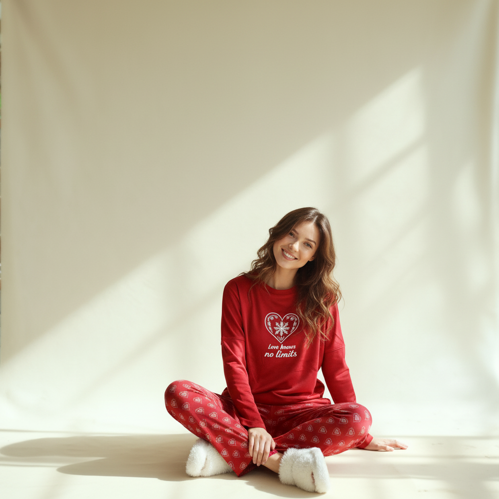 Winter women pajama smile 6243