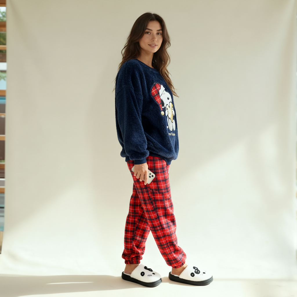 Winter women pajama smile 6218