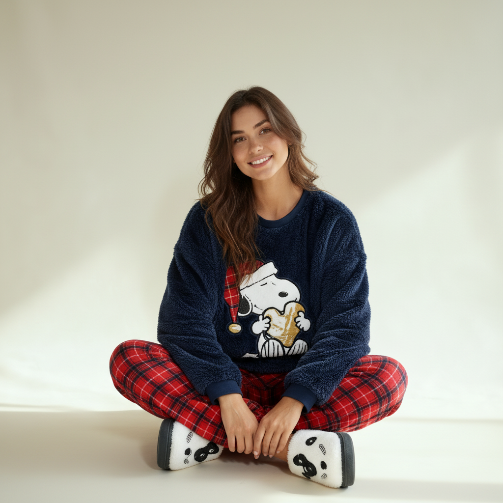 Winter women pajama smile 6218