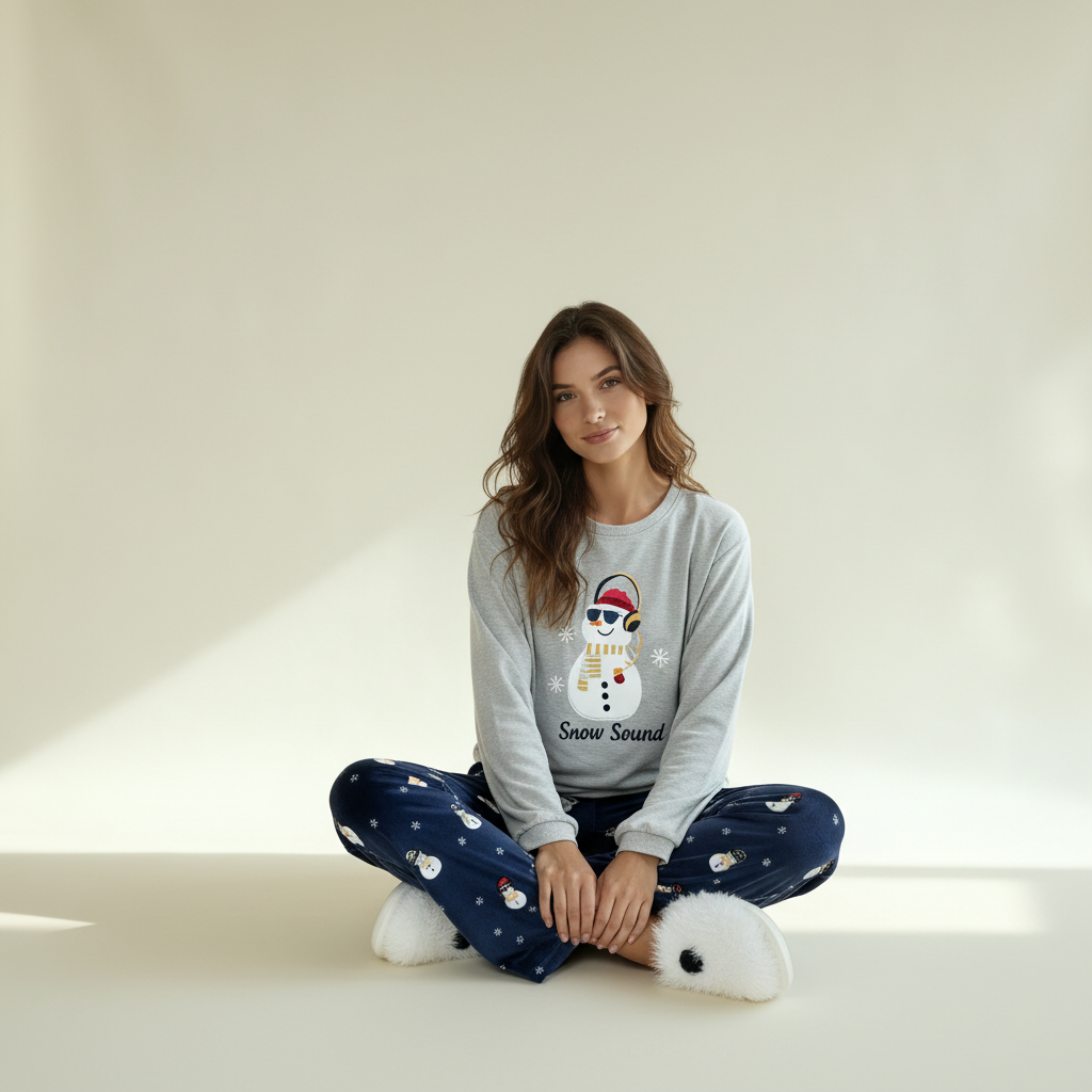 Winter women pajama smile 6208