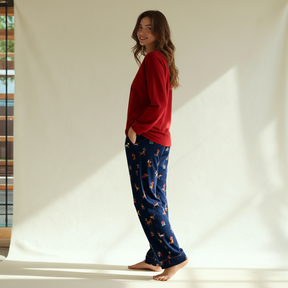 Winter women pajama smile 6873