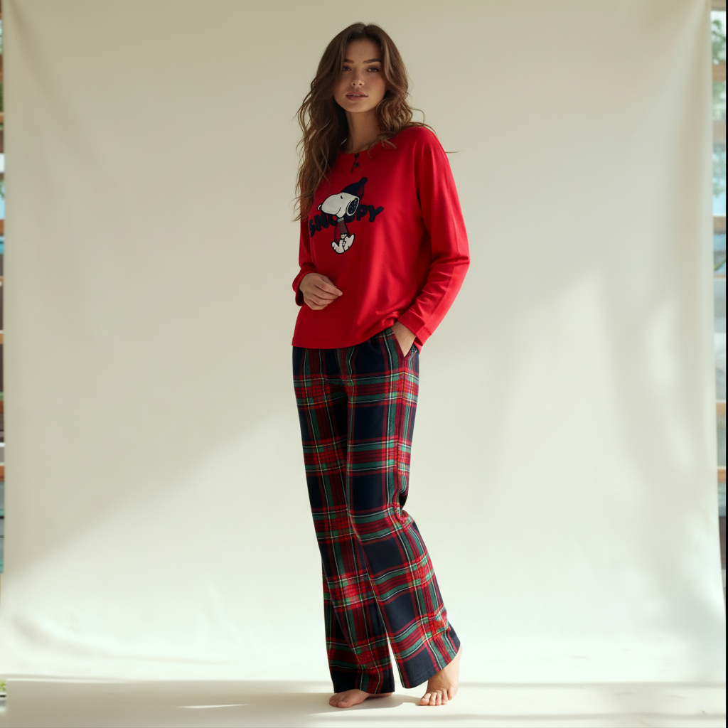 Winter women pajama smile 6839