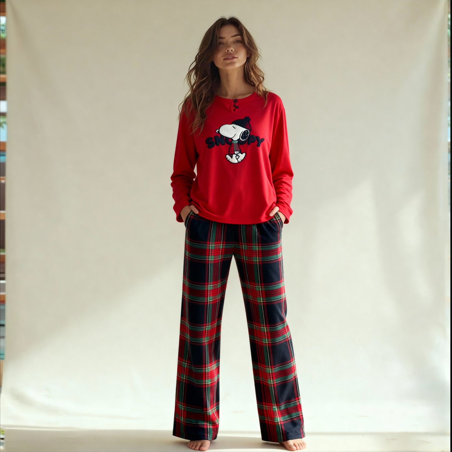 Winter women pajama smile 6839