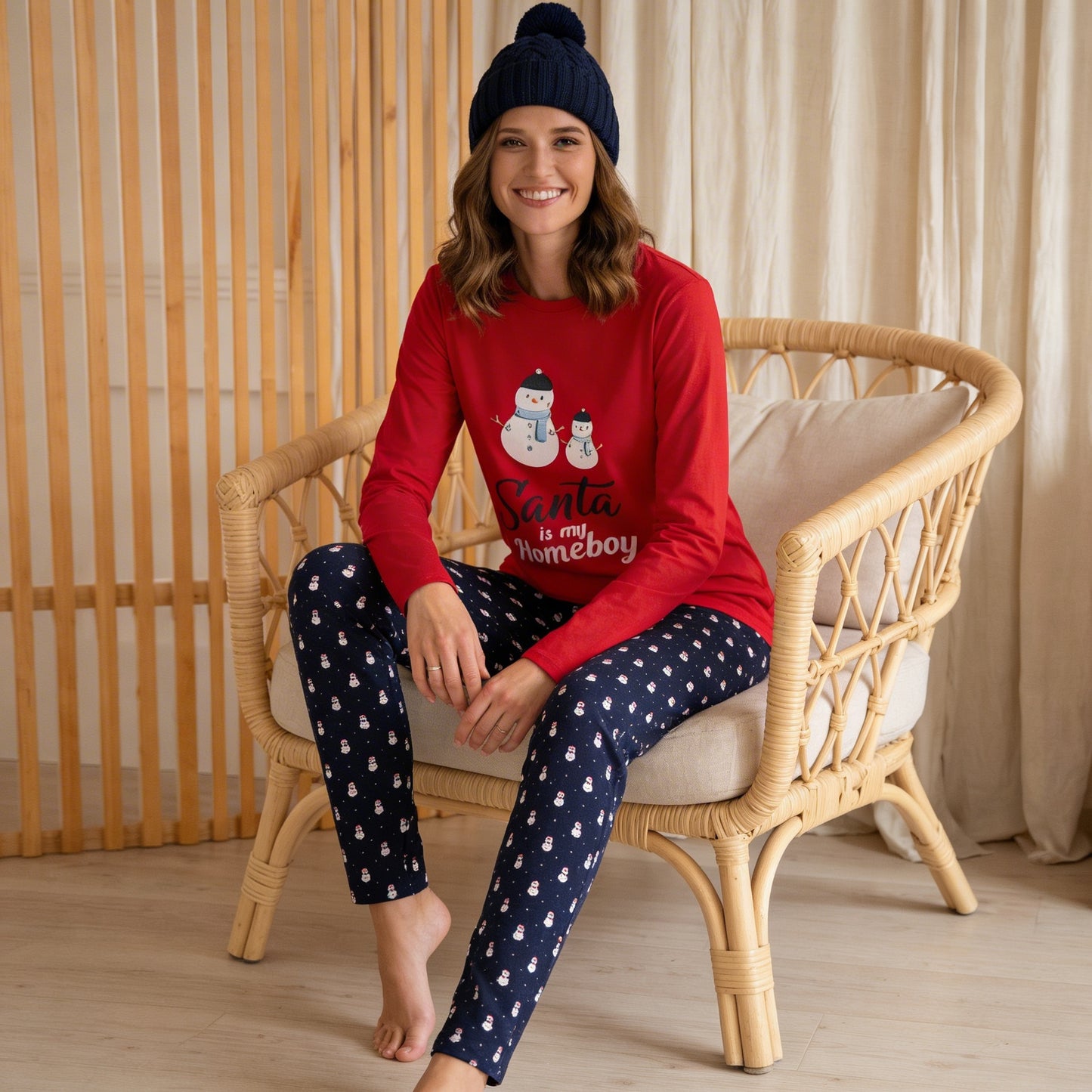 Winter women pajama smile 6370