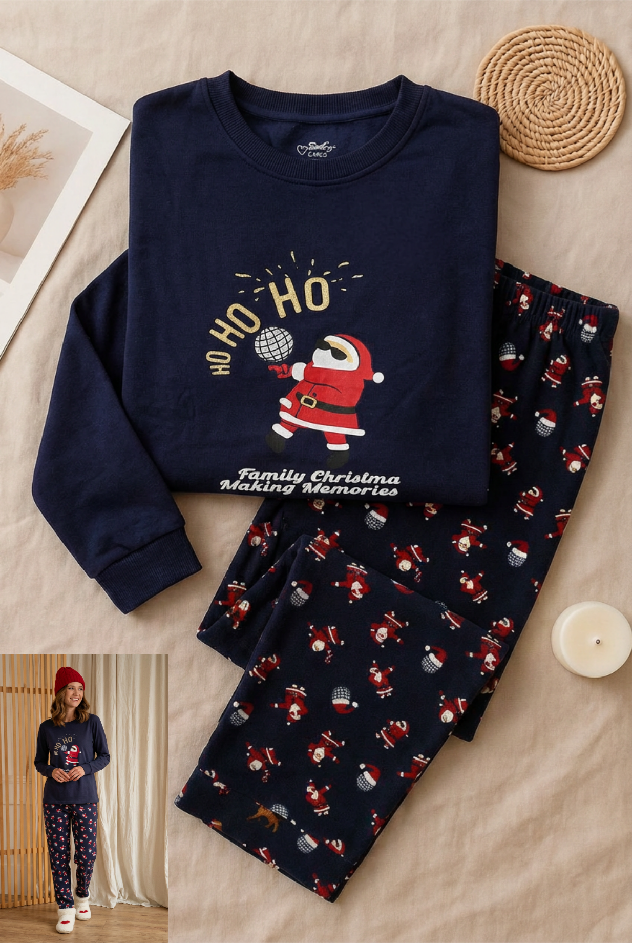 Winter women pajama smile 6369